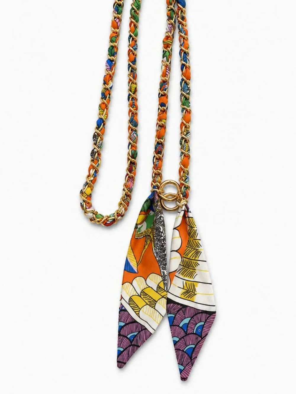 Ribbon Chain Phone Crossbody Lanyard with clear Tether Patch